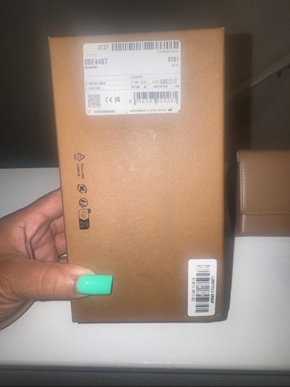 Burberry Beige and Black Striped Sunglass Arm with Plaid Accent - Picture 8 of 9